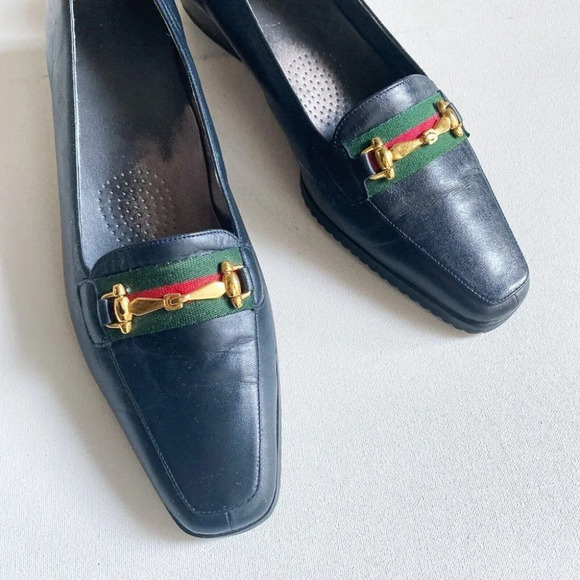 Vintage  Town Shoes Horsebit Detail Black Low Wedge Loafers 38.5 - Picture 2 of 11